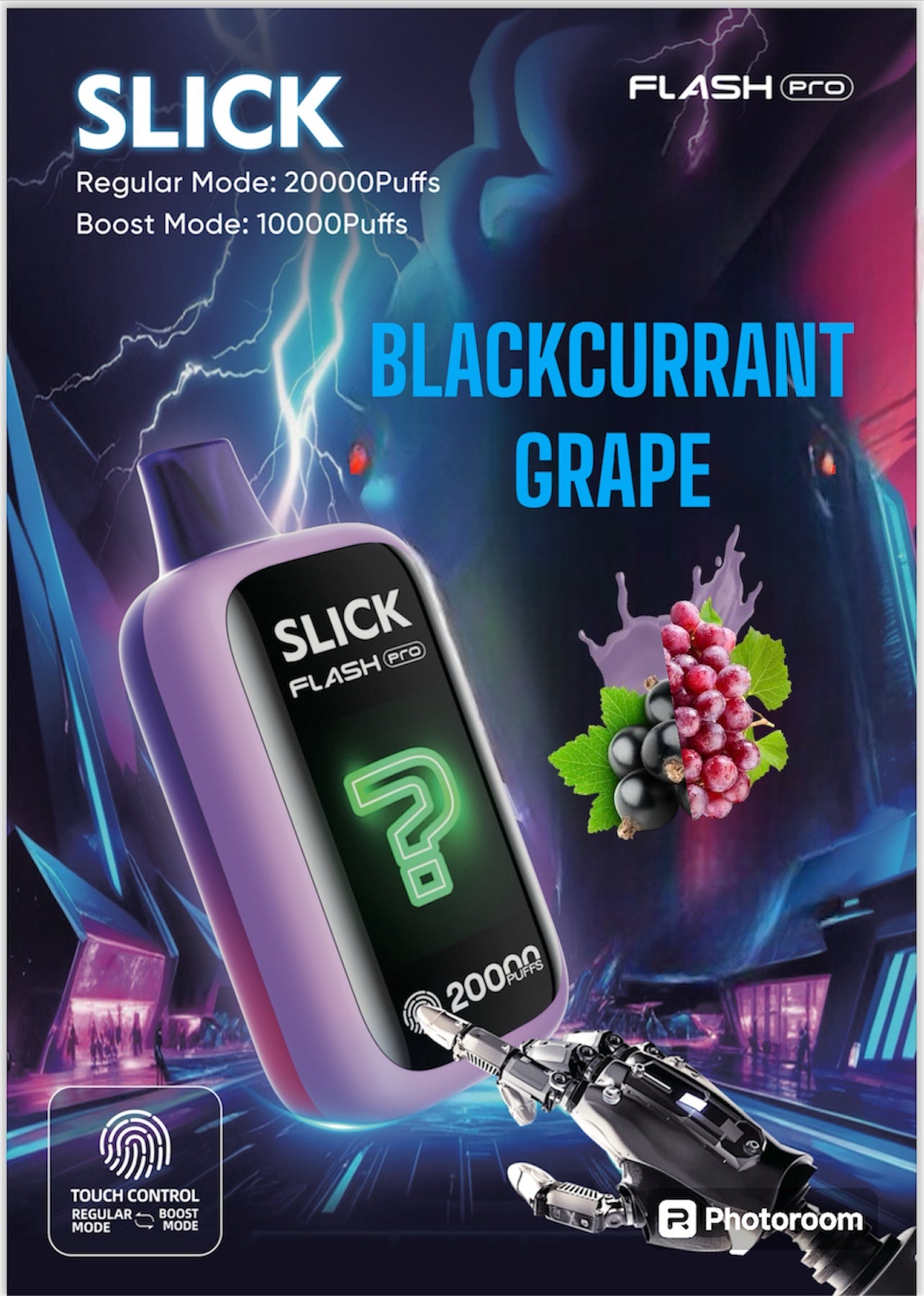 HQD SLICK FLASH PRO BLACKCURRANT GRAPE 20K PUFFS