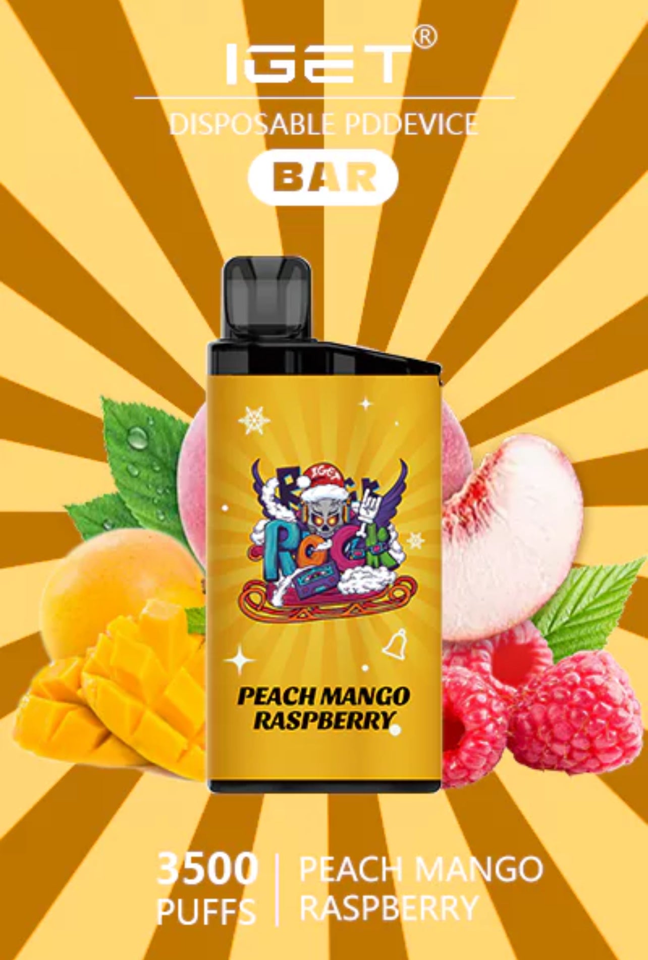 IGET BAR PEACH MANHO RASPBERRY 3500 PUFFS