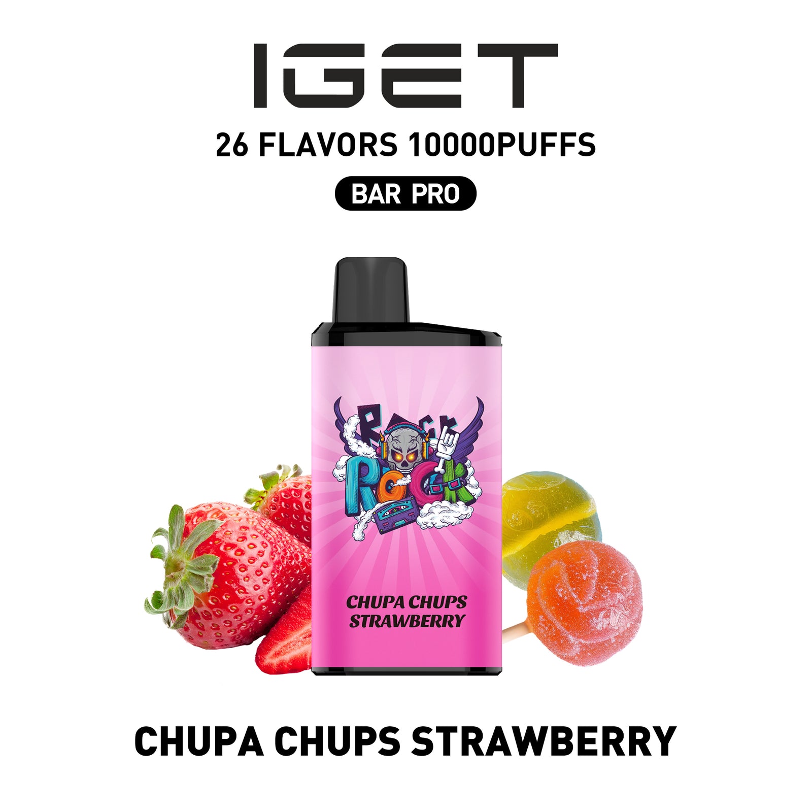 IGET BAR PRO CHUPA CHUPS STRAWBERRY 10000 PUFFS