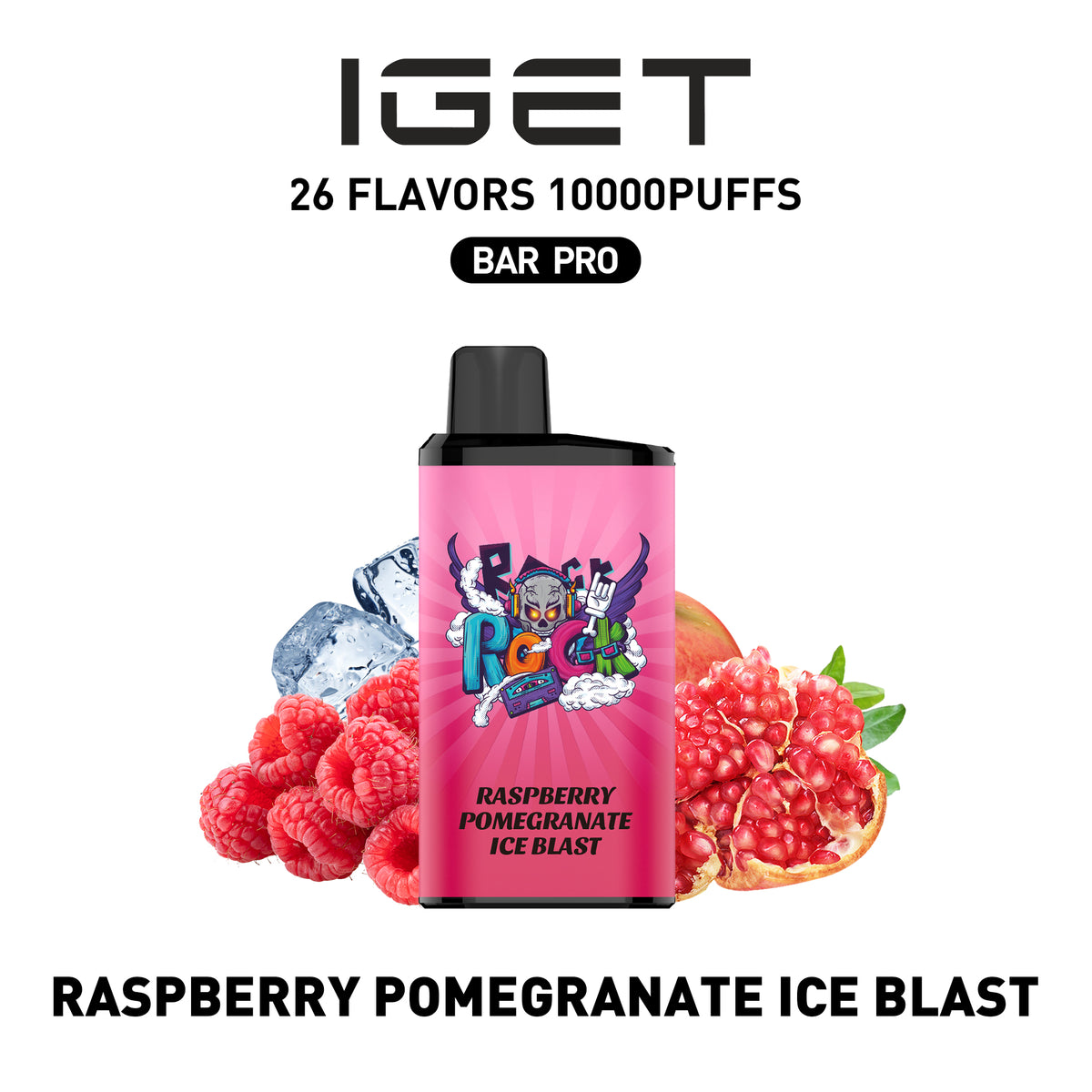 IGET BAR PRO RASPBERRY POMEGRANATE ICE BLAST 10000 PUFFS