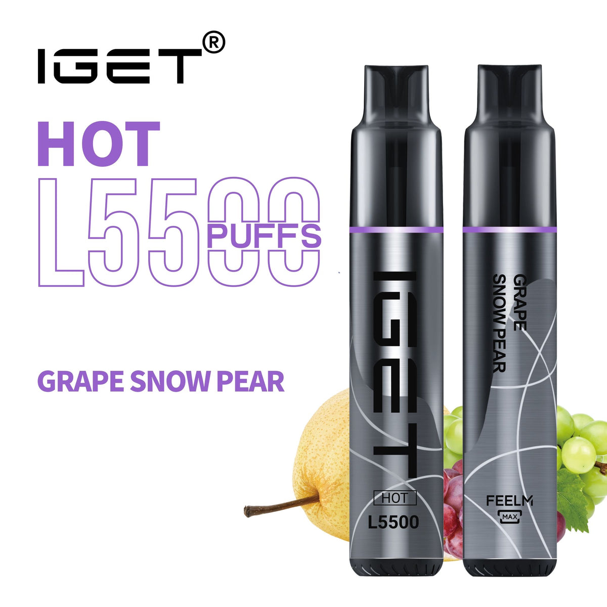IGET HOT GRAPE SNOW PEAR 5500 PUFFS