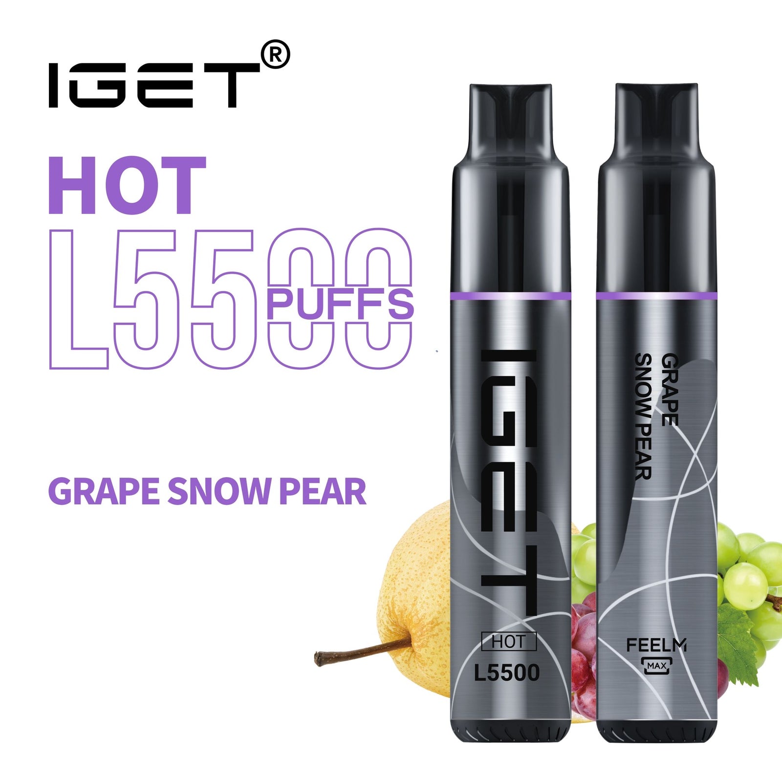 IGET HOT GRAPE SNOW PEAR 5500 PUFFS