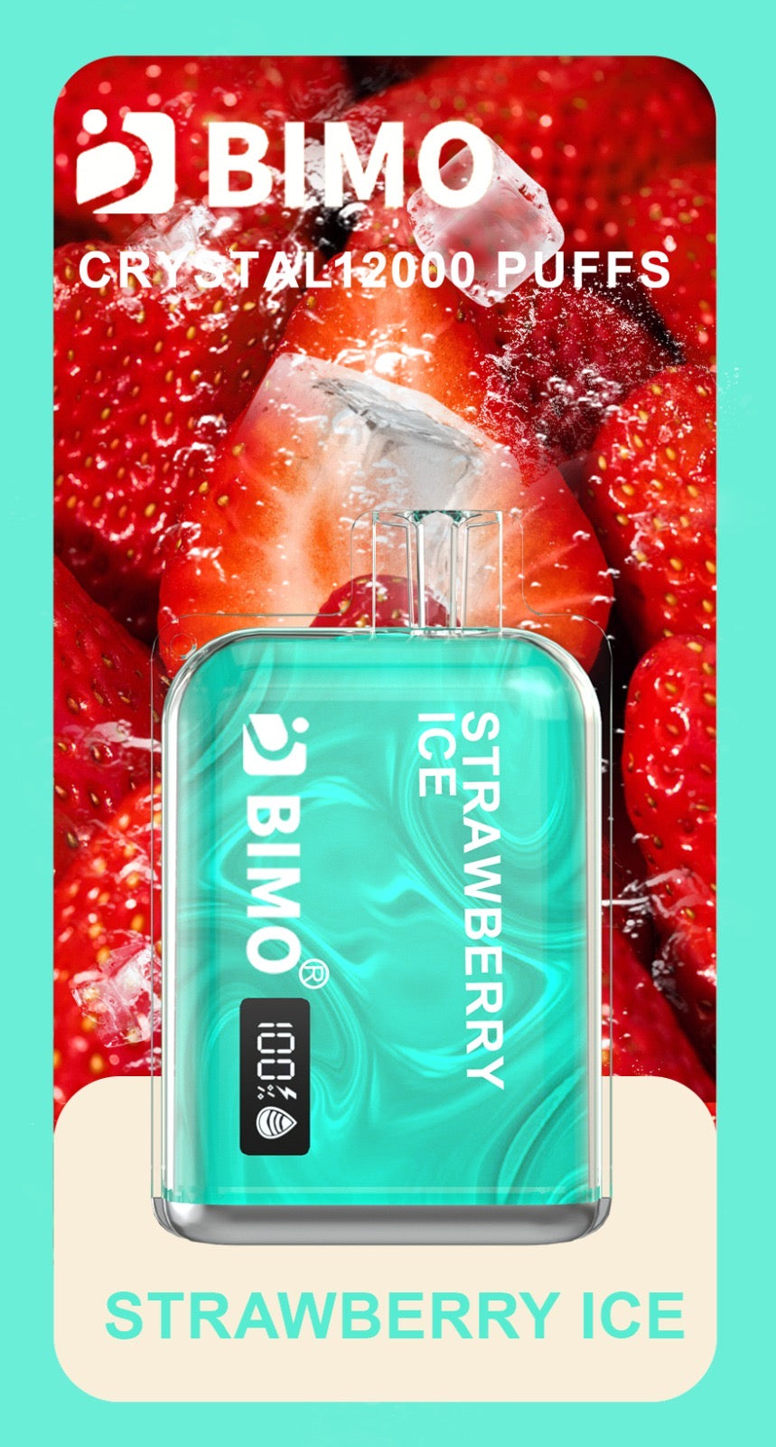BIMO CRYSTAL STRAWBERRY ICE 12000 PUFFS