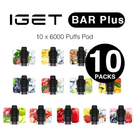 10PCS OF BAR PLUS PODS 6000 PUFFS