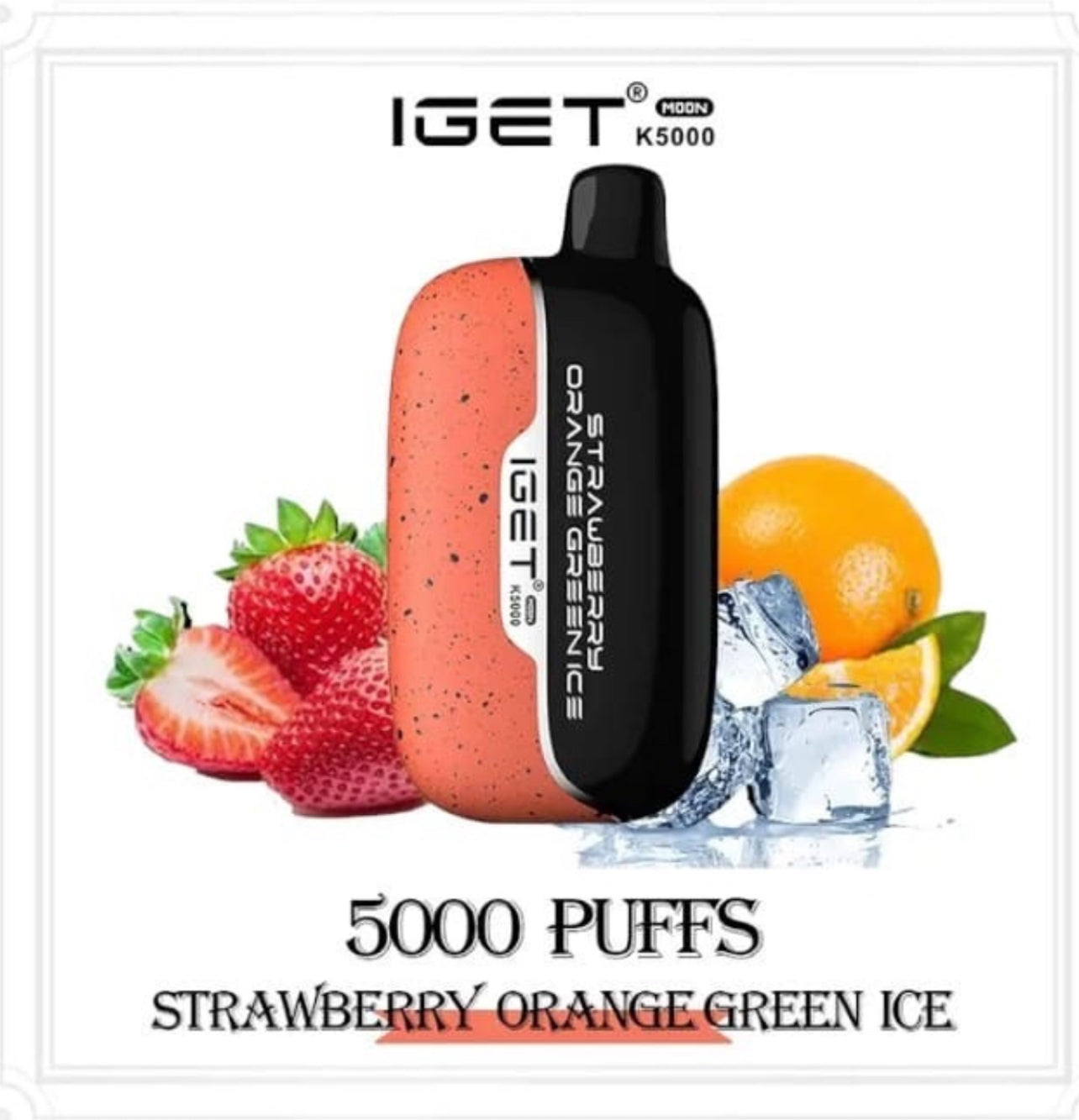 IGET MOON STRAWBERRY ORANGE GREEN ICE 5000 PUFFS