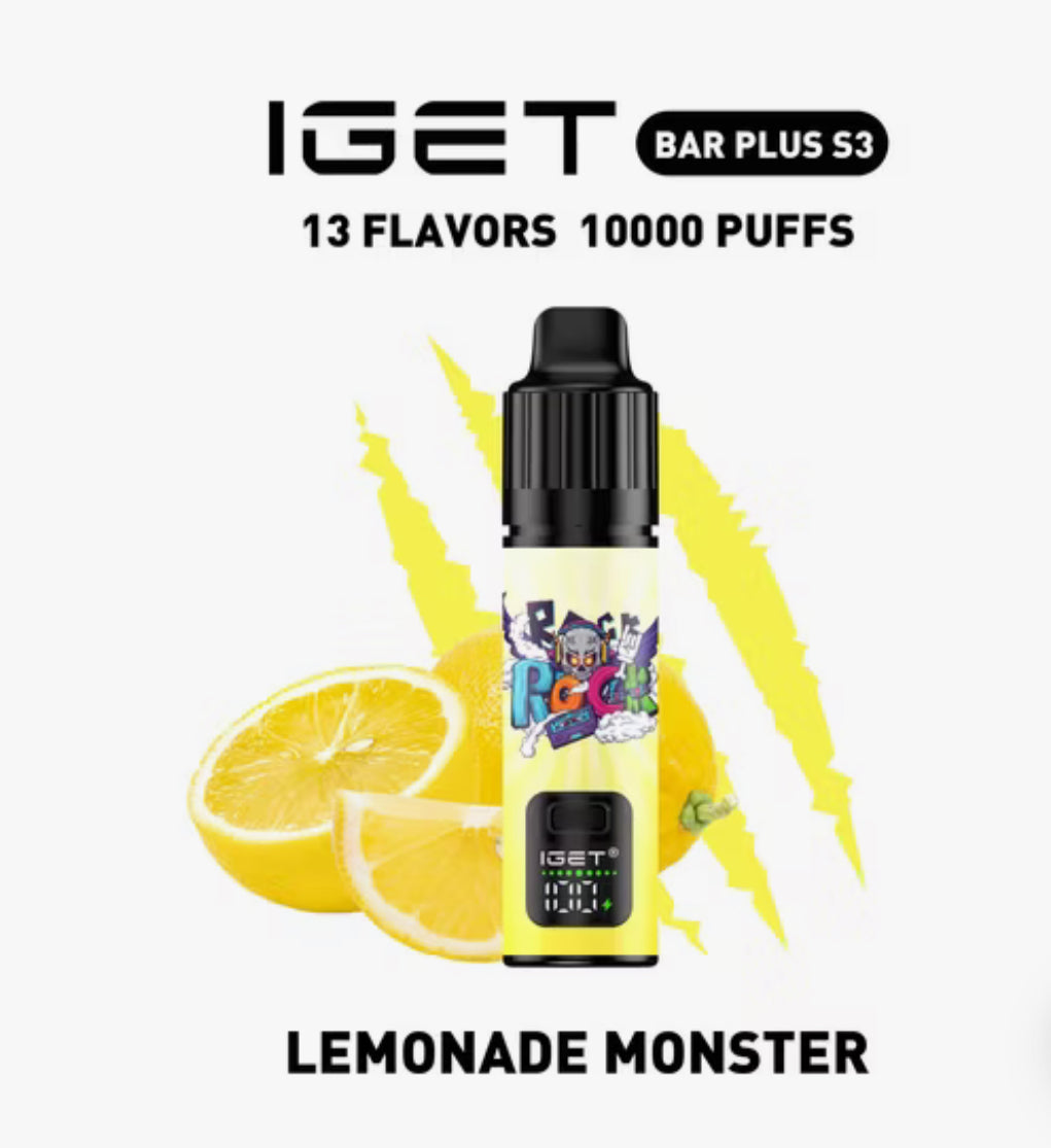 IGET BAR PLUS S3 KIT LEMONADE MONSTER 10000 PUFFS