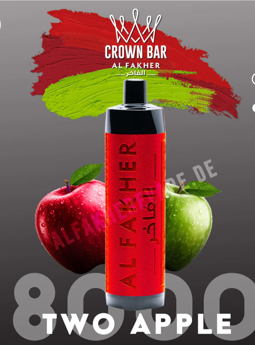 CROWN BAR EL FAKHER TWO APPLE  8000 PUFFS