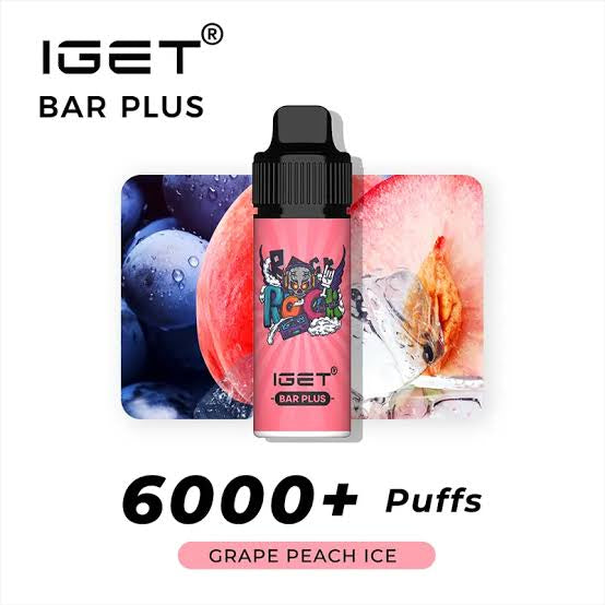 IGET BAR PLUS GRAPE PEACH ICE 6000 PUFFS