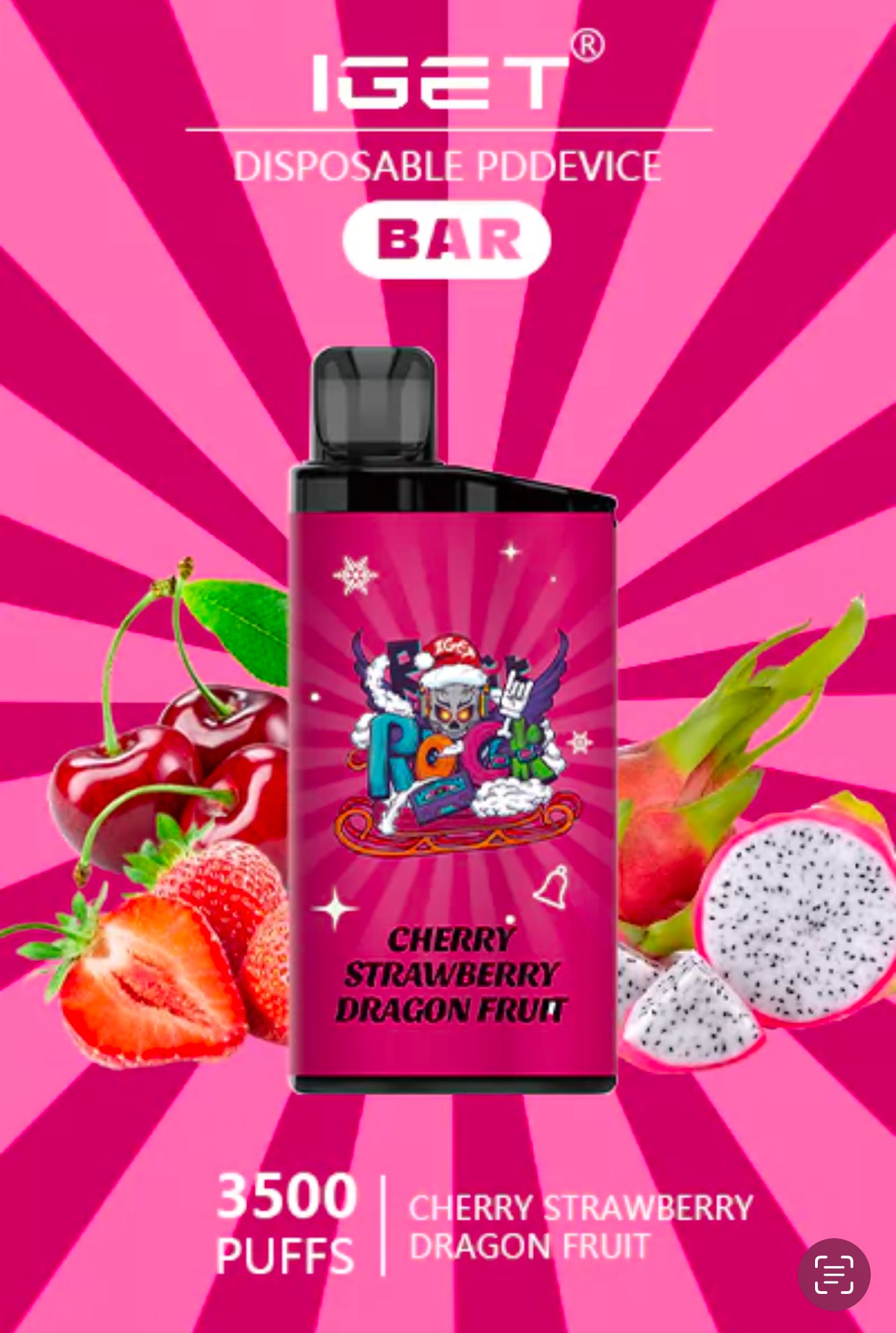 IGET BAR CHERRY STRAWBERRY DRAGON FRUIT 3500 PUFFS