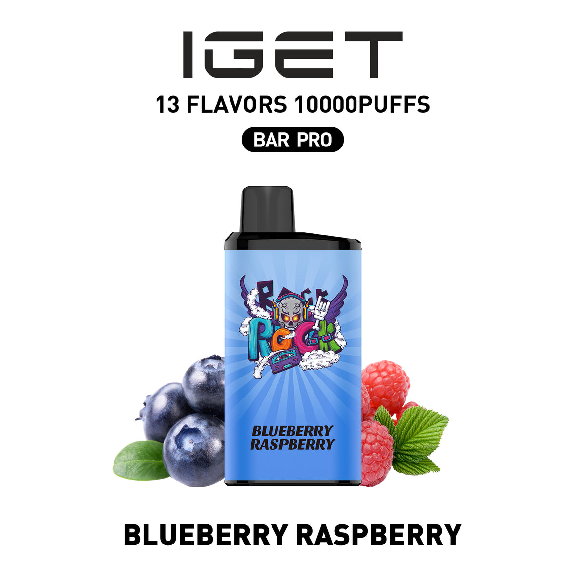 IGET BAR PRO BLUEBERRY RASPBERRY ICE 10000 PUFFS