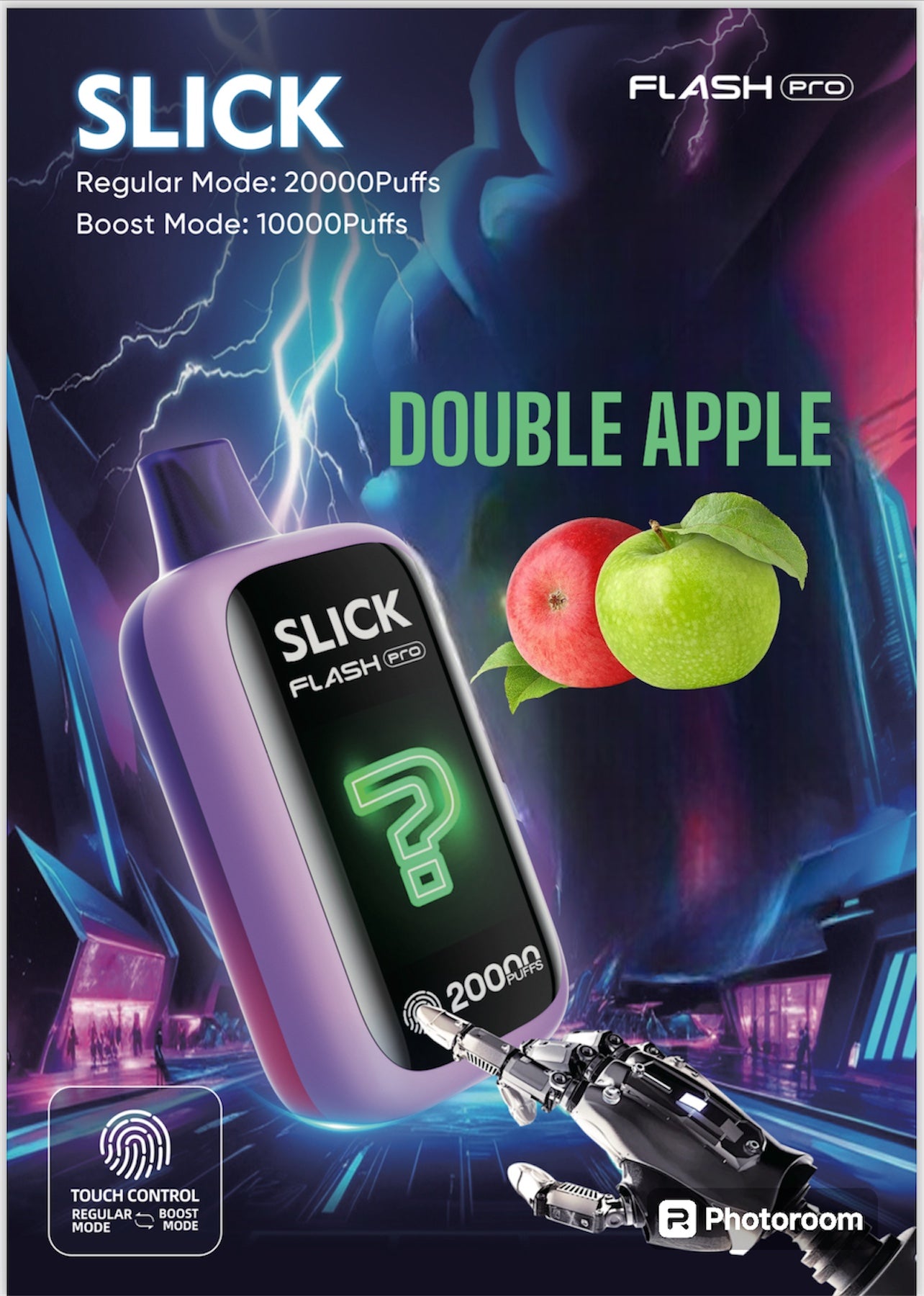 HQD SLICK FLASH PRO DOUBLE APPLE 20K PUFFS