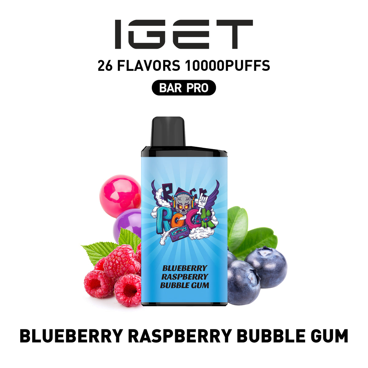 IGET BAR PRO BLUEBERRY RASPBERRY BUBBLEGUM 10000 PUFFS