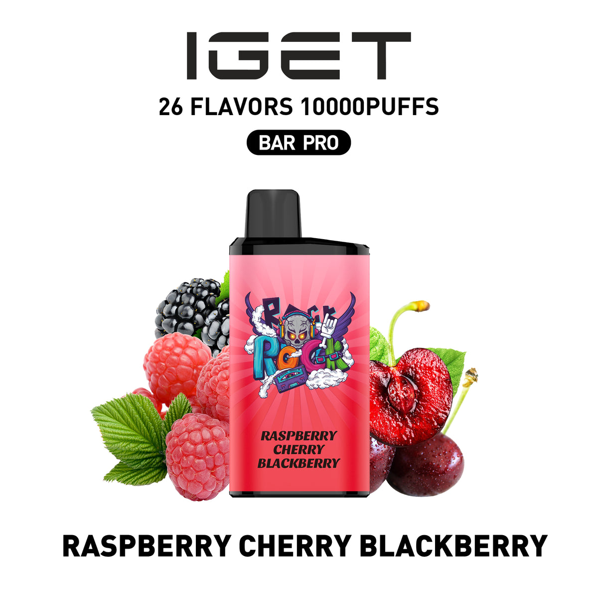 IGET BAR PRO RASPBERRY CHERRY BLACKBERRY 10000 PUFFS