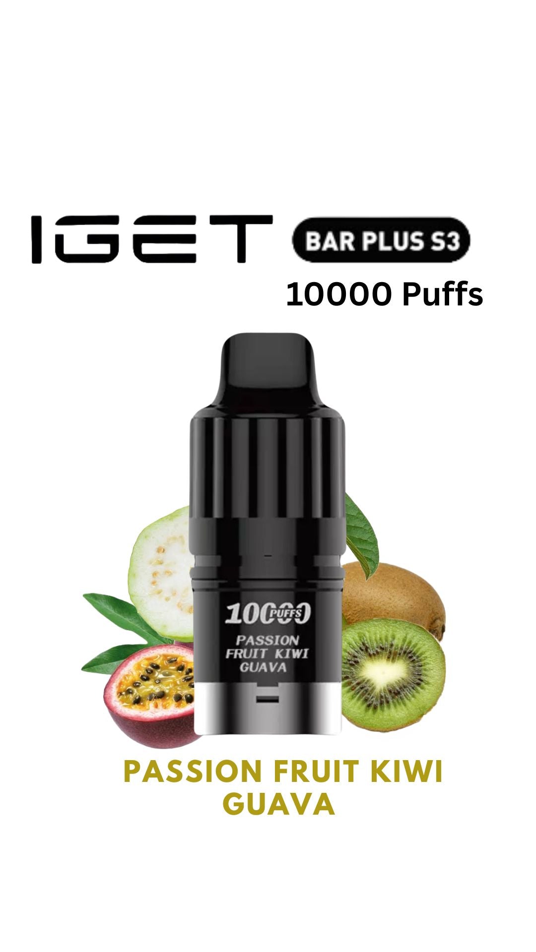 IGET BAR PLUS S3 POD ONLY PASSION FRUIT KIWI GUAVA 10000 PUFFS