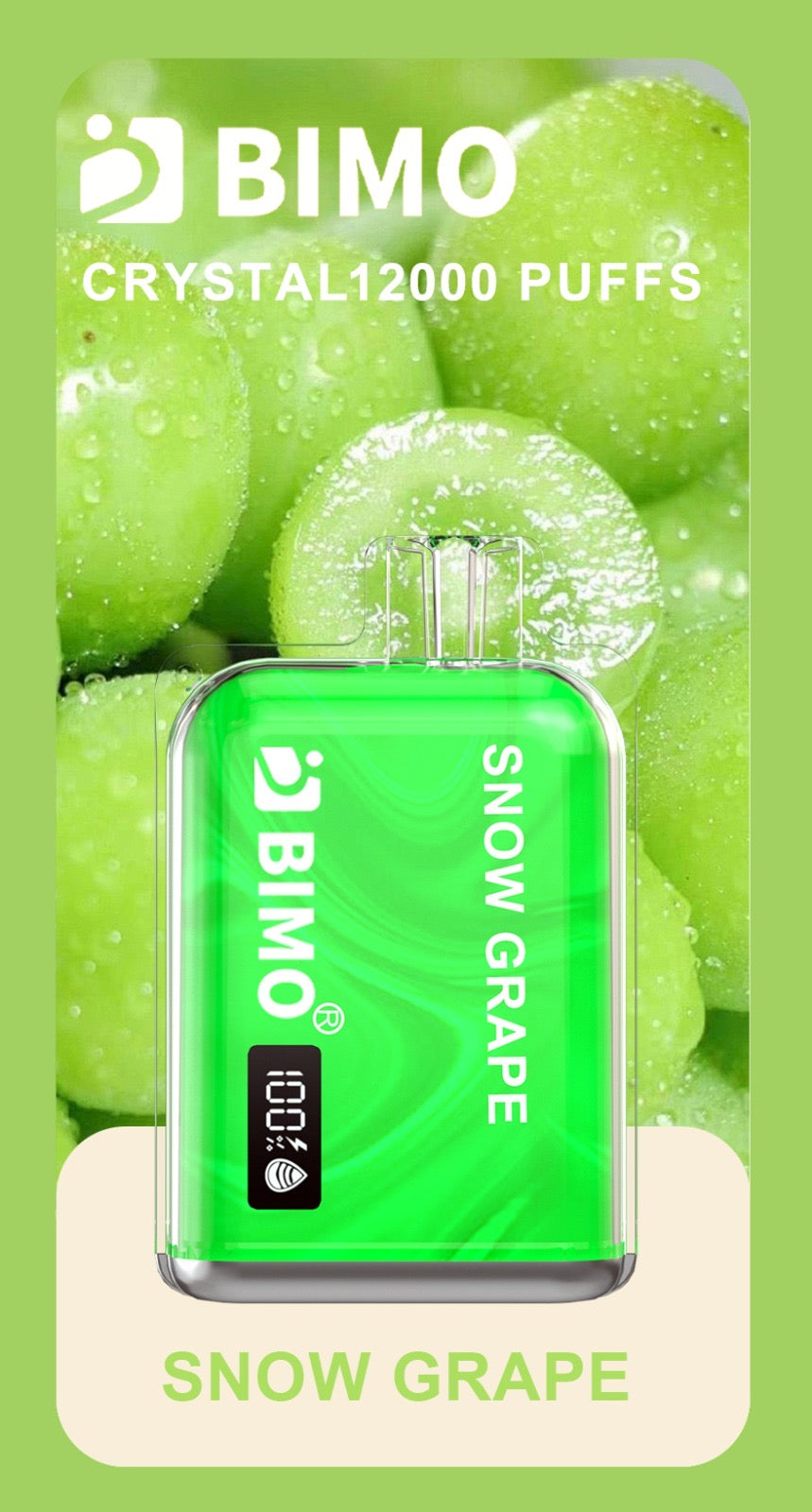 BIMO CRYSTAL SNOW GRAPE 12000 PUFFS