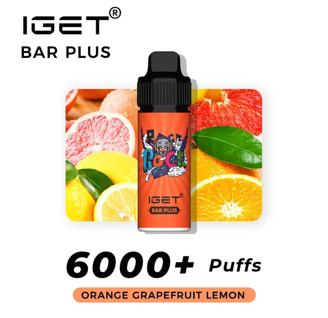 IGET BAR PLUS ORANGE GRAPEFRUIT LEMON 6000 PUFFS
