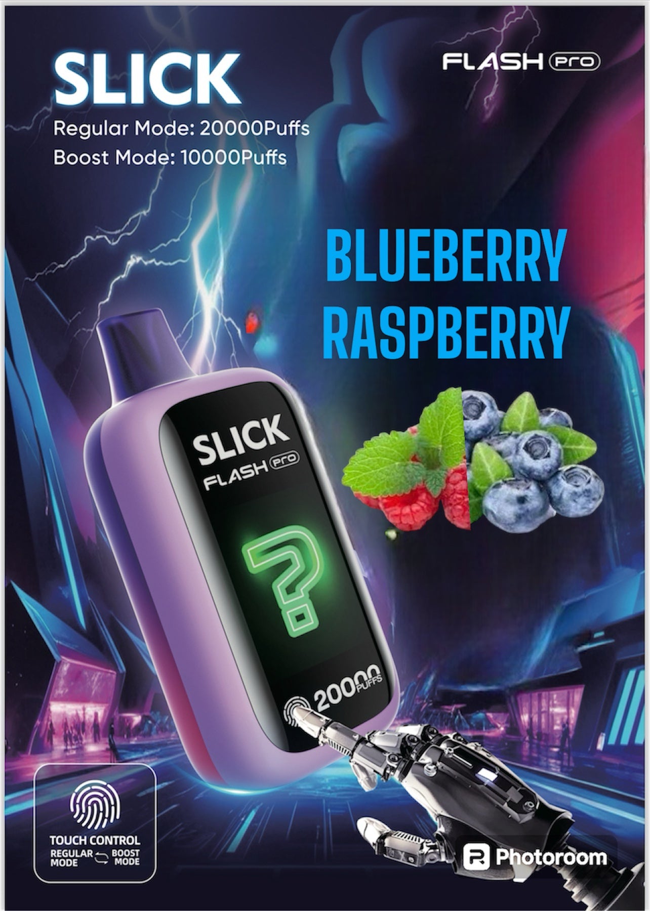 HQD SLICK FLASH PRO BLUEBERRY RASPBERRY 20K PUFFS