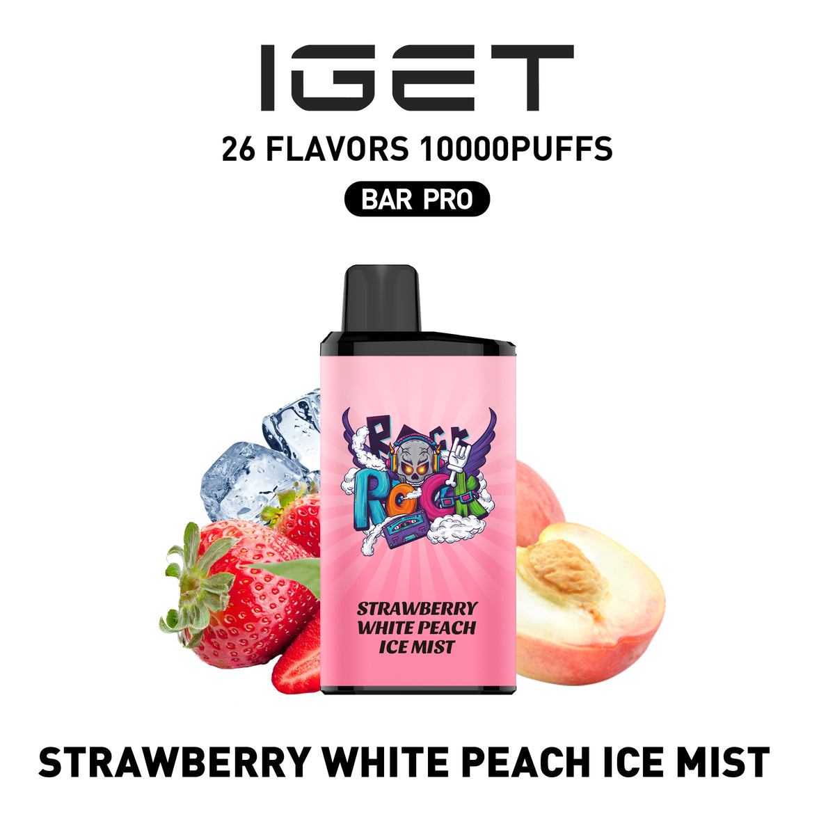 IGET BAR PRO STRAWBERRY WHITE PEACH ICE MIST 10000 PUFFS