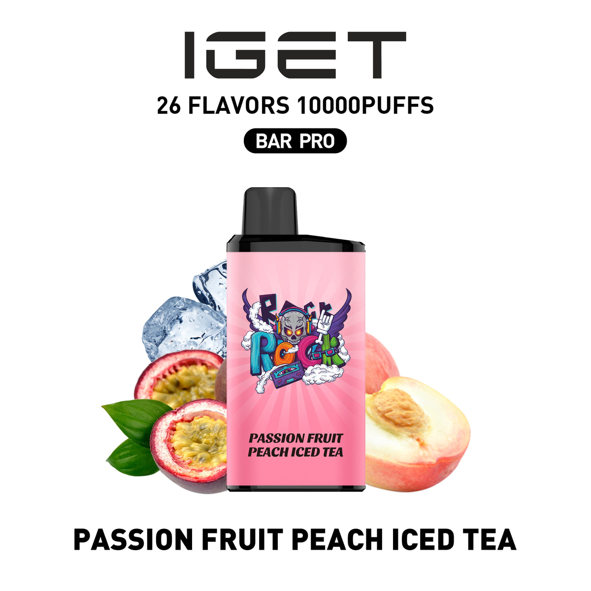 IGET BAR PRO PASSION FRUIT PEACH ICED TEA 10000 PUFFS