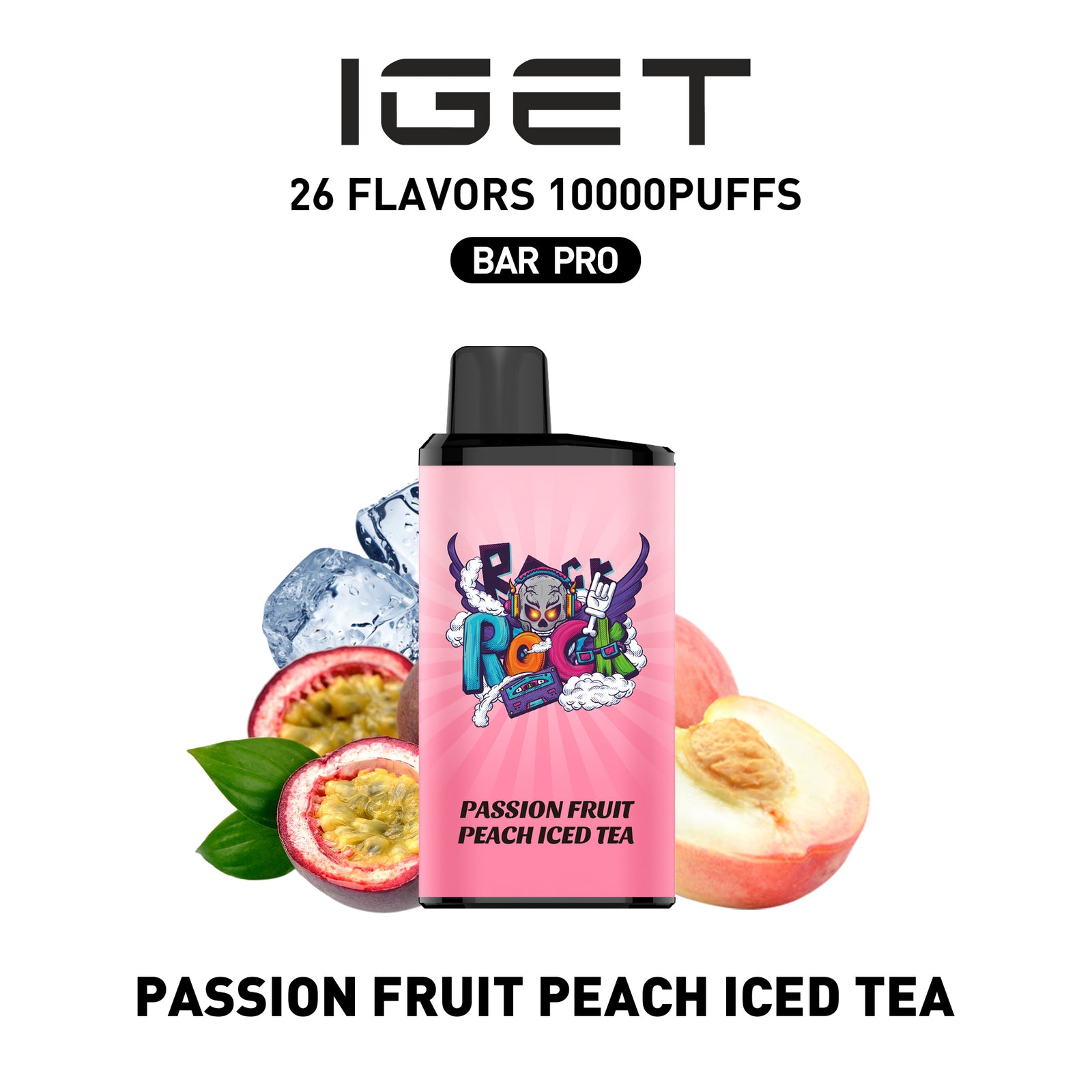 IGET BAR PRO PASSION FRUIT PEACH ICED TEA 10000 PUFFS